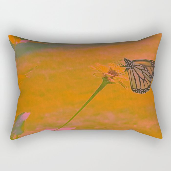 Orange Monarch Butterfly Rectangular Pillow