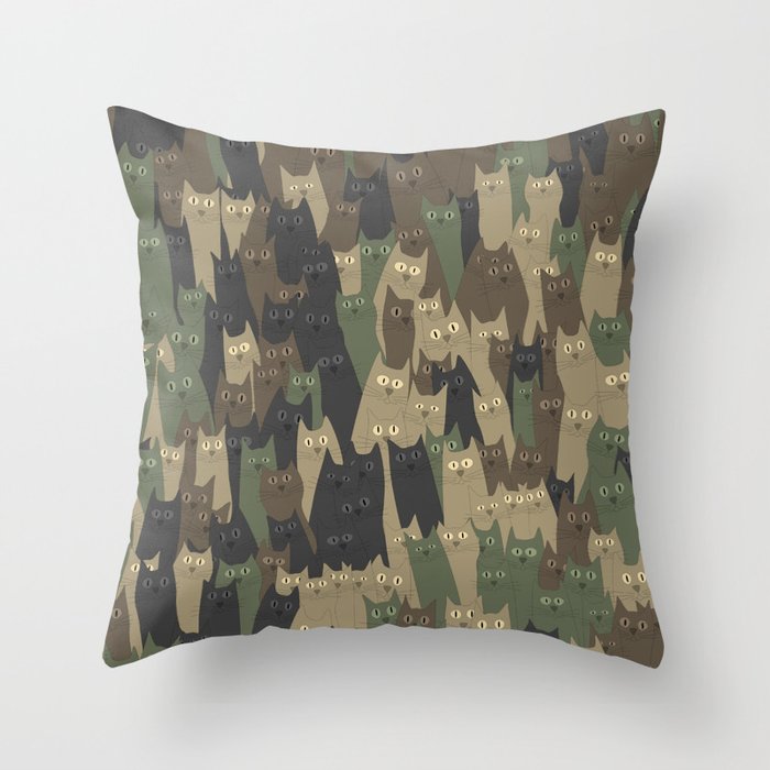 Camouflage cats Throw Pillow