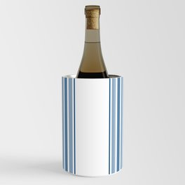 Farmhouse Blue Ticking Stripes on White Wine Chiller
