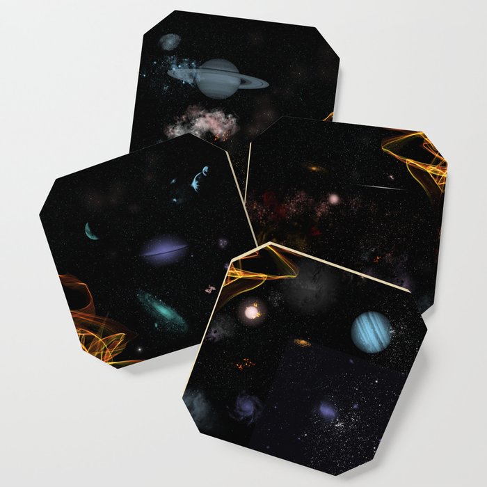 Space Station Science Fiction Planets Galaxy Coaster