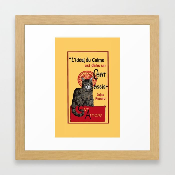 Cat Le Chat Noir Citation Quote Main Coon Paris Cabaret Montmartre Caricature Framed Art Print By Tayatamelie Society6