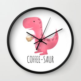 Coffee-saur | Pink Wall Clock