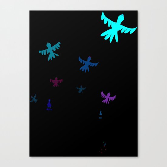 Dog, bird, tree. Canvas Print