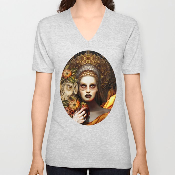 The lonely crown and the owl V Neck T Shirt