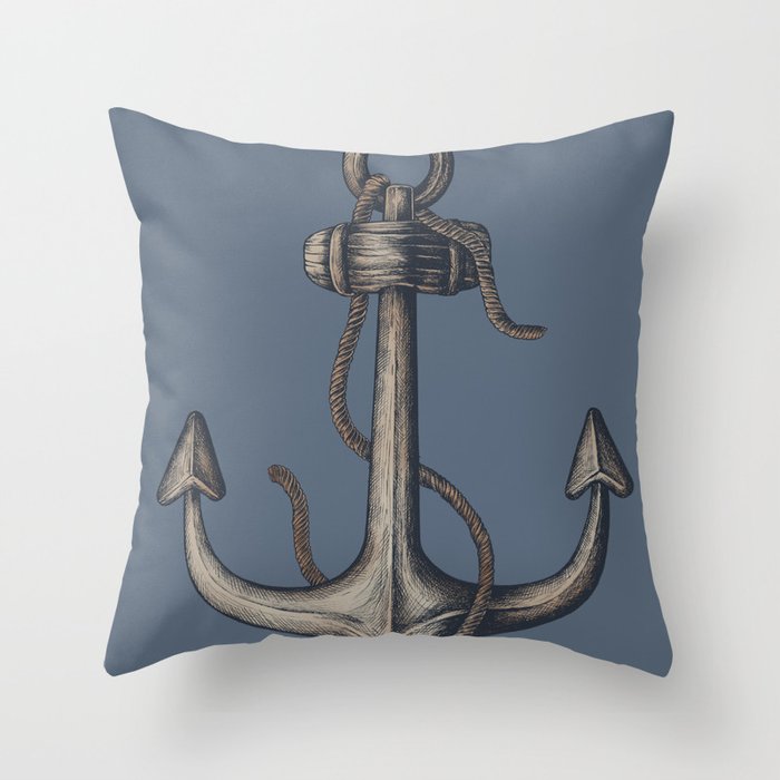 Navy Blue Anchor Throw Pillow By Newburydesigns Society6