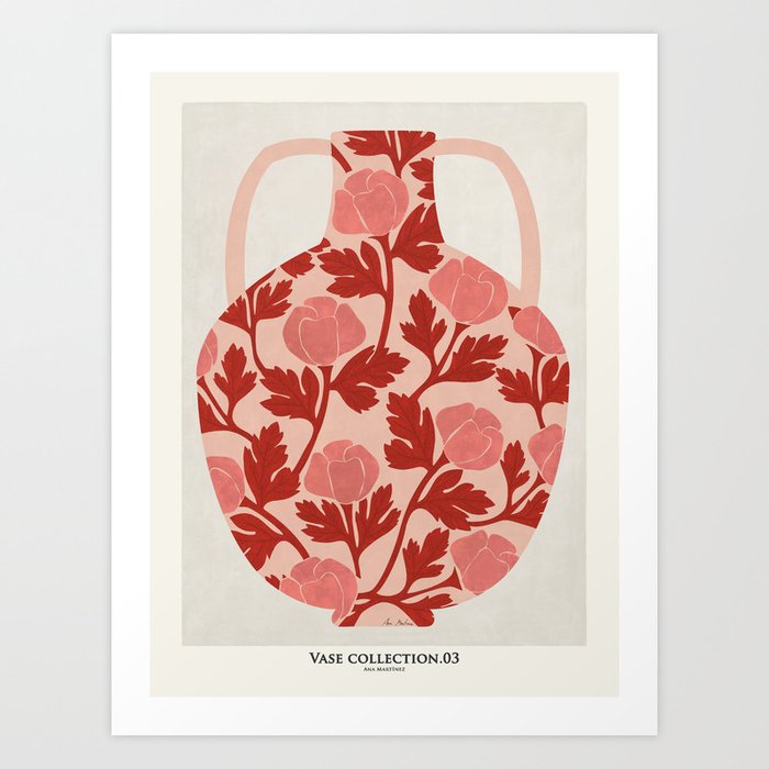 Vase of red roses collection Art Print