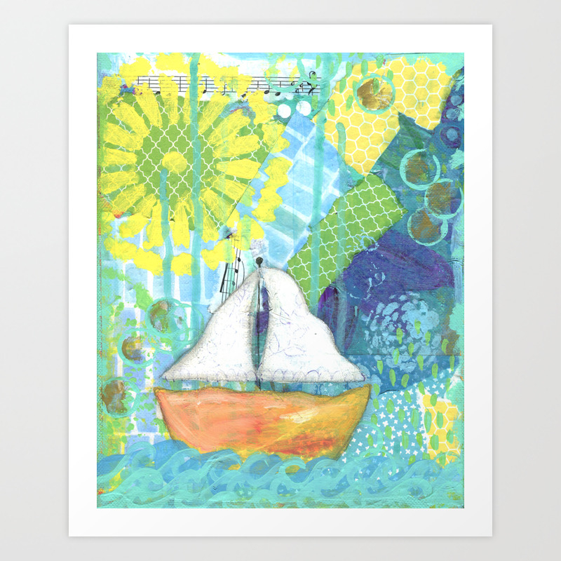 Sailboat Painting Child S Room Decor Sailing Art Lake Art Blue