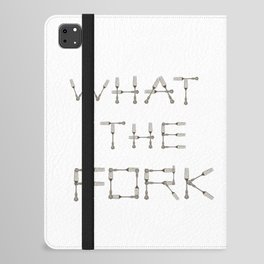 WHAT THE FORK design using fork images to create letters  iPad Folio Case