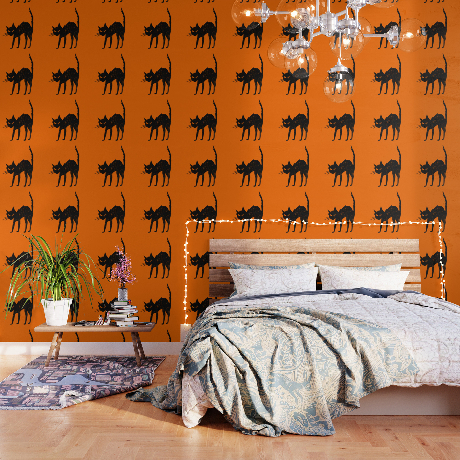 Vintage Halloween Scary Black Cat Wallpaper By Imagepixel Society6