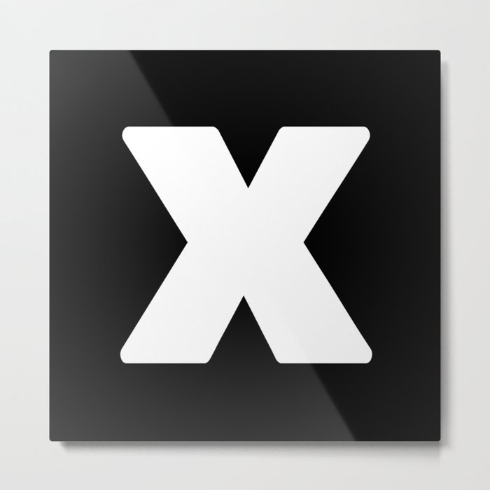 X (White & Black Letter) Metal Print