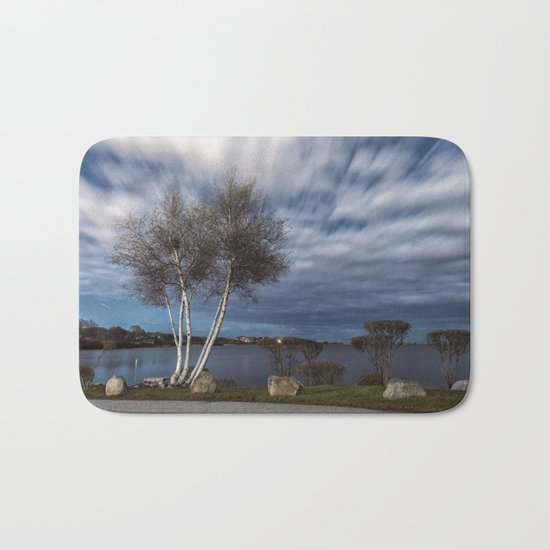 Birch tree by the pond Bath Mat
