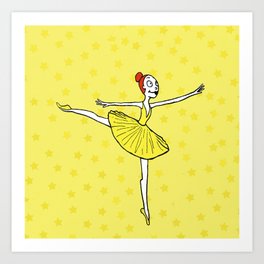 Ballet girl yellow arabesque Art Print