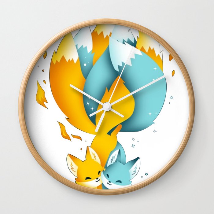 Kitsune Fox Yokai Wall Clock