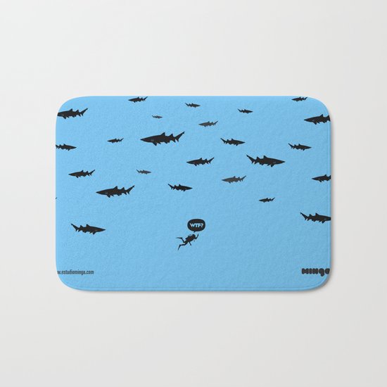 WTF? Tiburones! Bath Mat