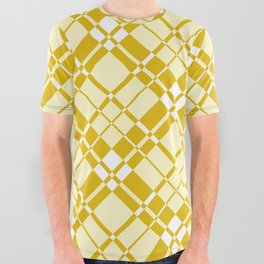 Diamond yellow gingham checked All Over Graphic Tee