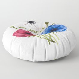 Red, White, and Blue Anemones  Floor Pillow