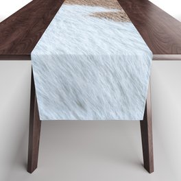 brown and white painted fur ( faux ) Table Runner