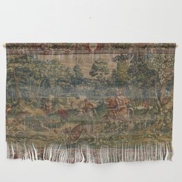 Antique 16th Century Pastoral Hunting Scene Flemish Tapestry Wall Hanging