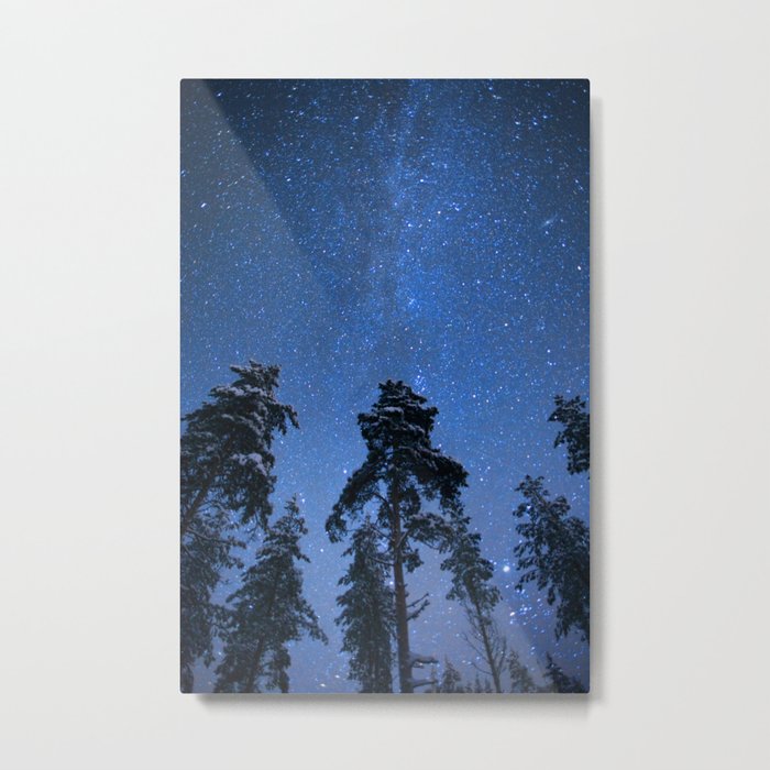 Shimmering Blue Night Sky Stars Metal Print