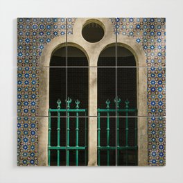 Gate in Moroccan Style with Blue Tiles - Arch Architecture - Fine Art Travel Photography Wood Wall Art
