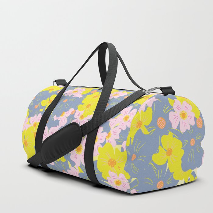 Pastel Spring Flowers Ombre Yellow Duffle Bag