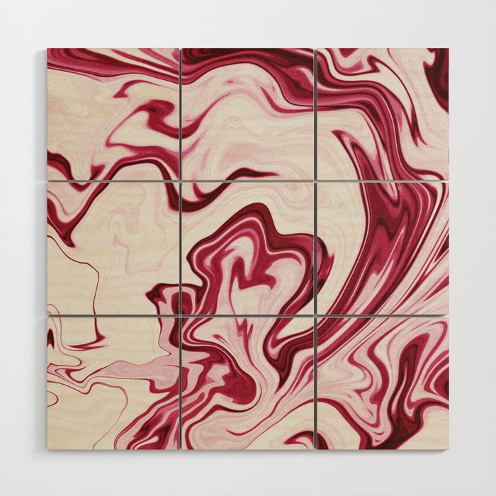Red Marble Textured Wood Wall Art