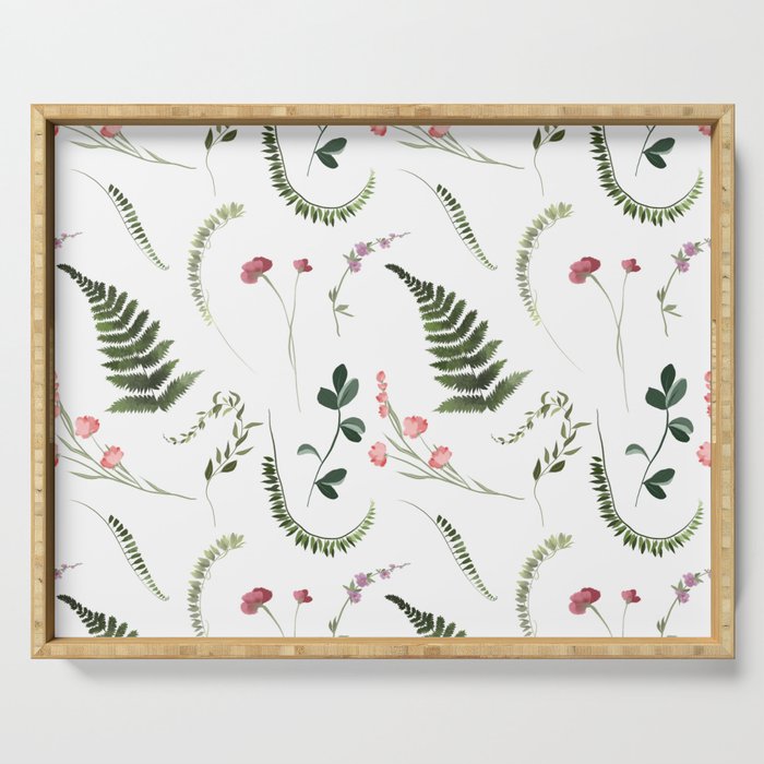 Pretty Wildflowers Botanical Pattern Serving Tray