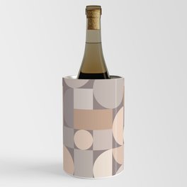 Retro Geometric Abstract Art Taupe 2 Wine Chiller
