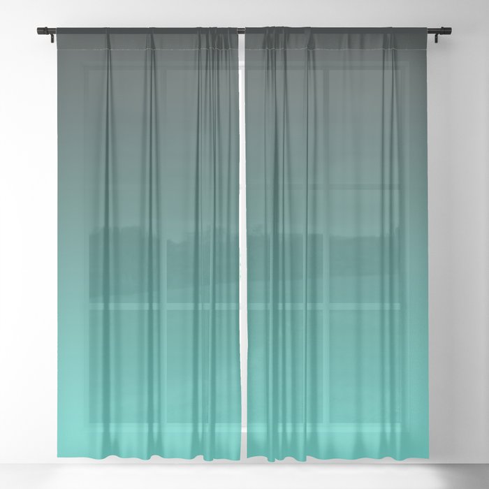 Modern Black And Turquoise Ombre Sheer Curtain By Annaleeblysse