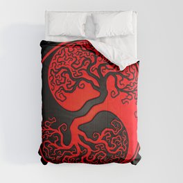 Red and Black Tree of Life Yin Yang Comforter