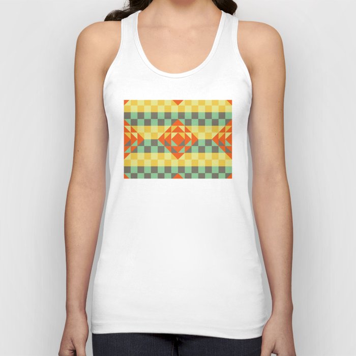 Green and yellow gingham checked ornament Tank Top