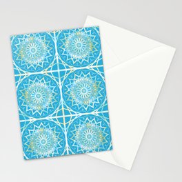 Turquoise Snow Flower Mandala Stationery Card