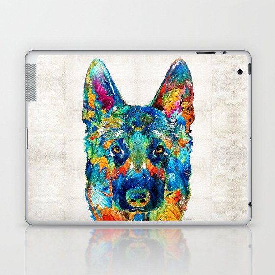 Colorful German Shepherd Dog Art By Sharon Cummings Laptop & iPad Skin
