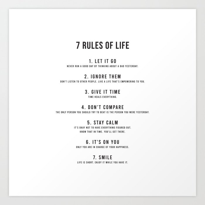 Quotes About Life 7 Rules of Life Poster Popular Printables 