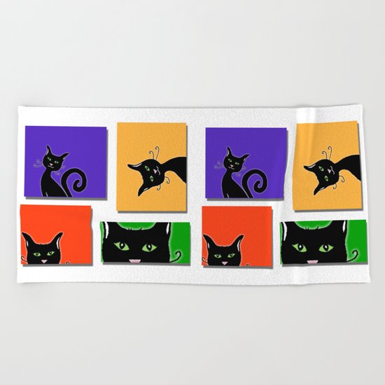 Cats in Squares Beach Towel