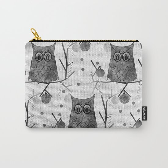 Black And White Owls Carry-All Pouch