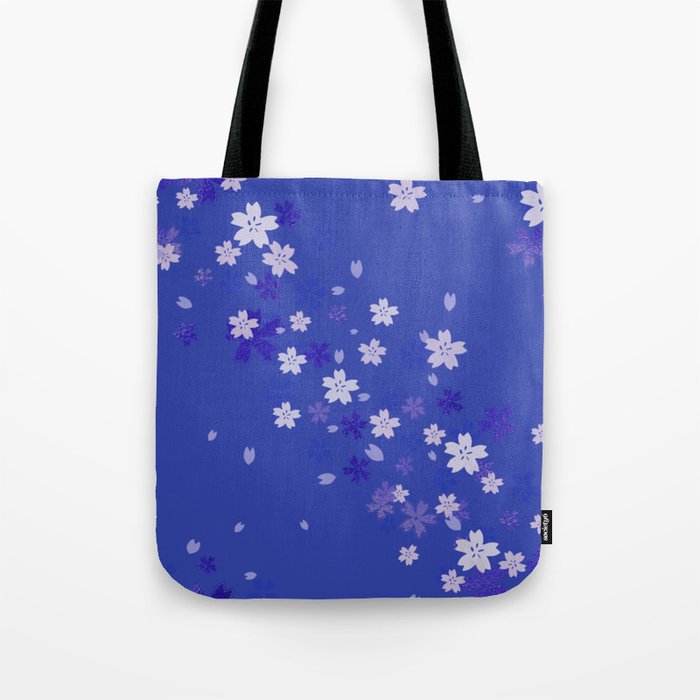 Cherry blossoms in the wind - blue Tote Bag