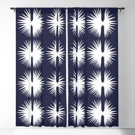 Leaf Head White and Navy Blackout Curtain