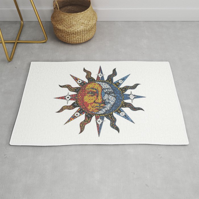 Celestial Mosaic Sun Moon Rug By Triptin Society6 Celestial Mosaic Sun Moon Rug