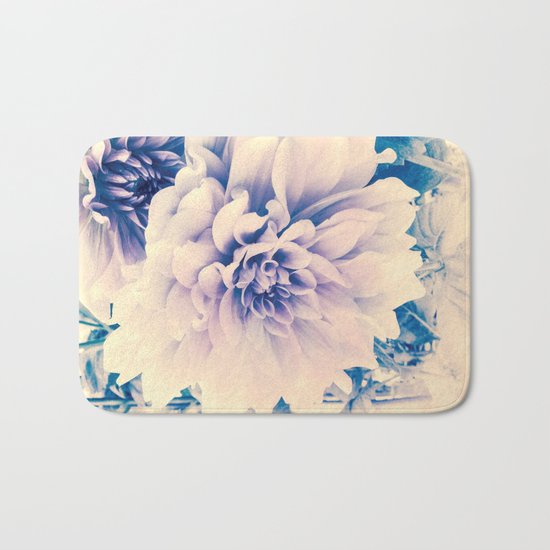 Delicate Beauty (Vintage Blue Lavender Dahlias) Bath Mat