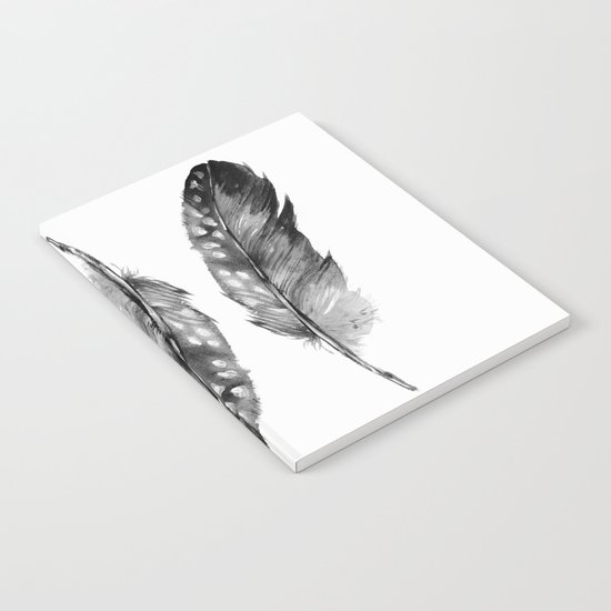 Three Feathers Black And White II Notebook