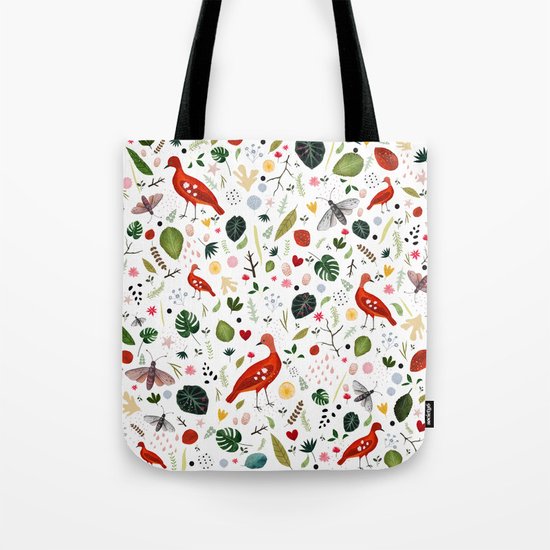 red bird pattern Tote Bag
