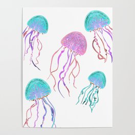 Neon Jelly Fish Dance Party Poster