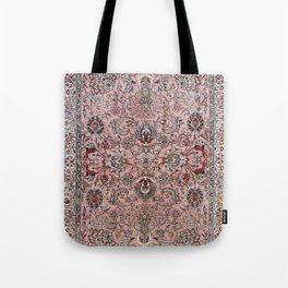 Pink Blue Burgundy Antique Tabriz Rug Print Tote Bag