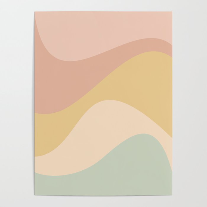 Abstract Color Waves - Neutral Pastel Poster