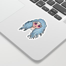 Blue Hair Don't Care Sticker