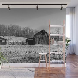 Days Gone By - Old Arkansas Barn in Black and White Wall Mural