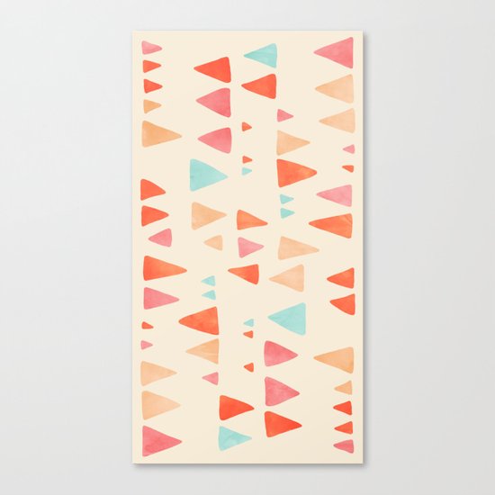 Back & Forth - triangle abstract pattern in peach, aqua & cream Canvas Print