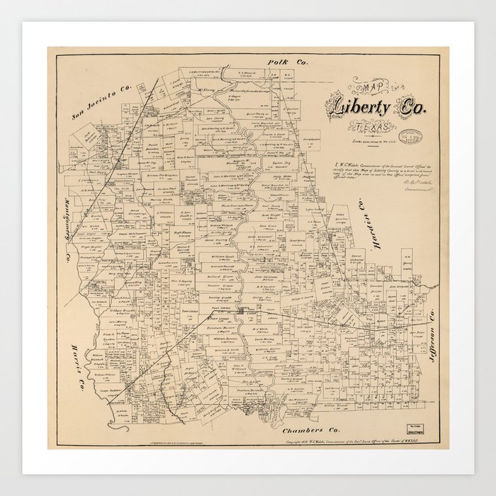 Map of Liberty County, Texas (1879) Art Print by The Arts Society6