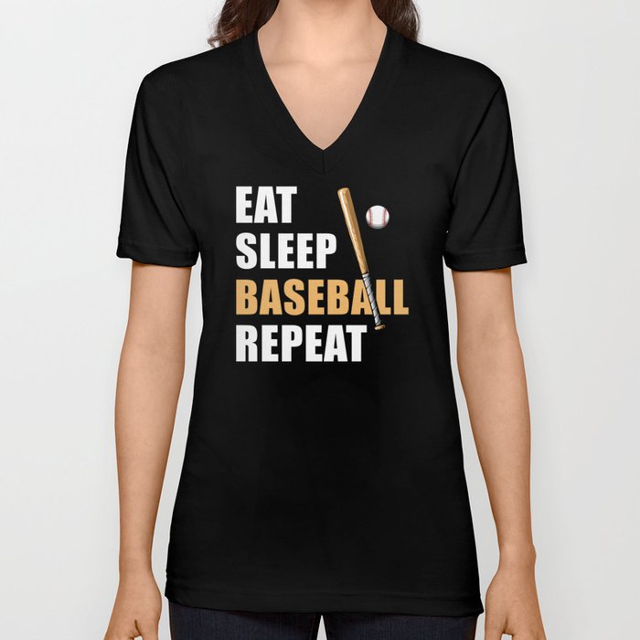 Eat Sleep Baseball Repeat V Neck T Shirt